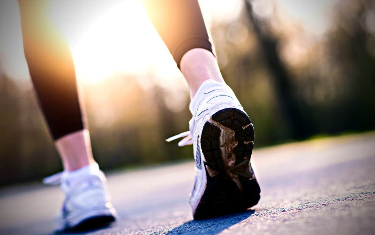 A person taking a step with pronation.