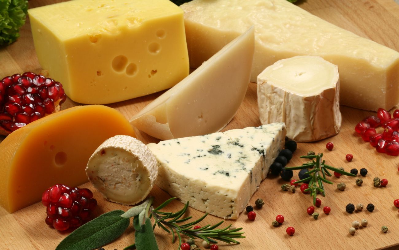 A variety of cheeses.