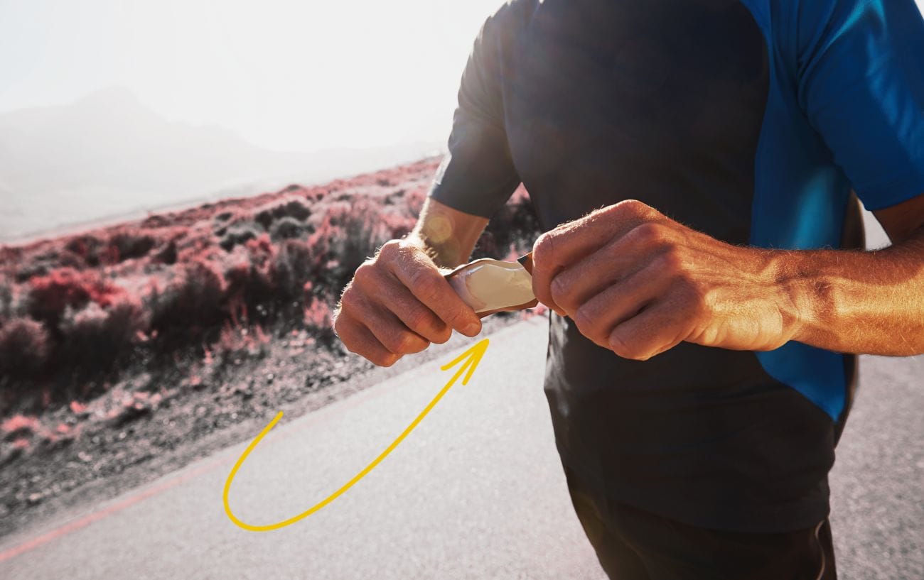 a person holding a running gel