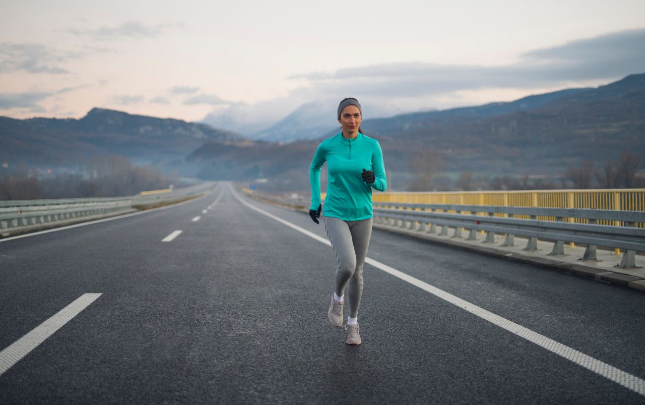 A person running on the road.