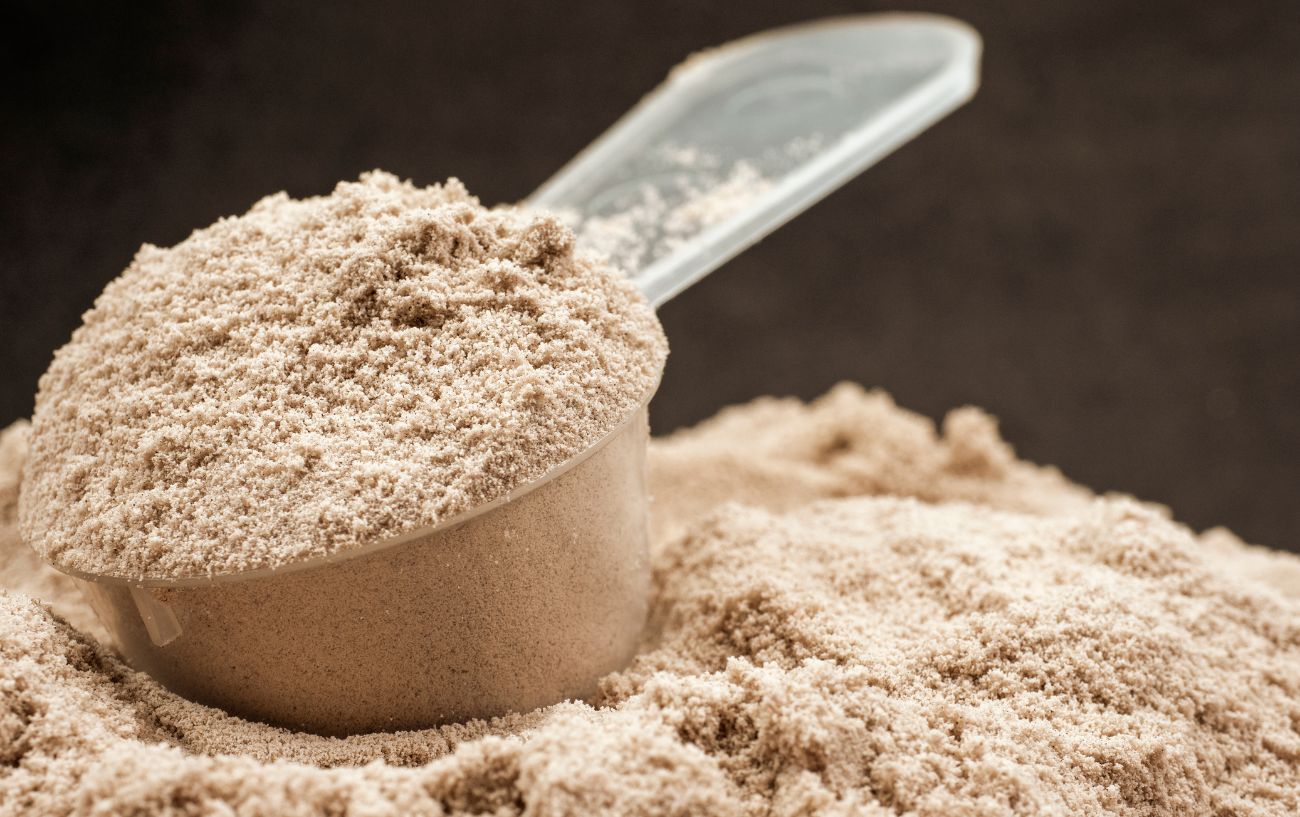 A scoop of protein powder.
