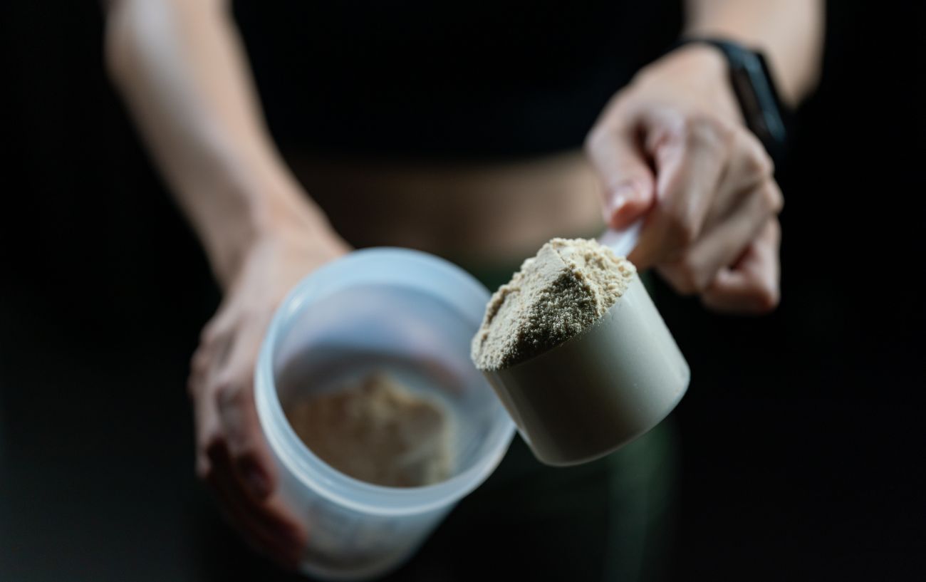 A scoop of protein powder.